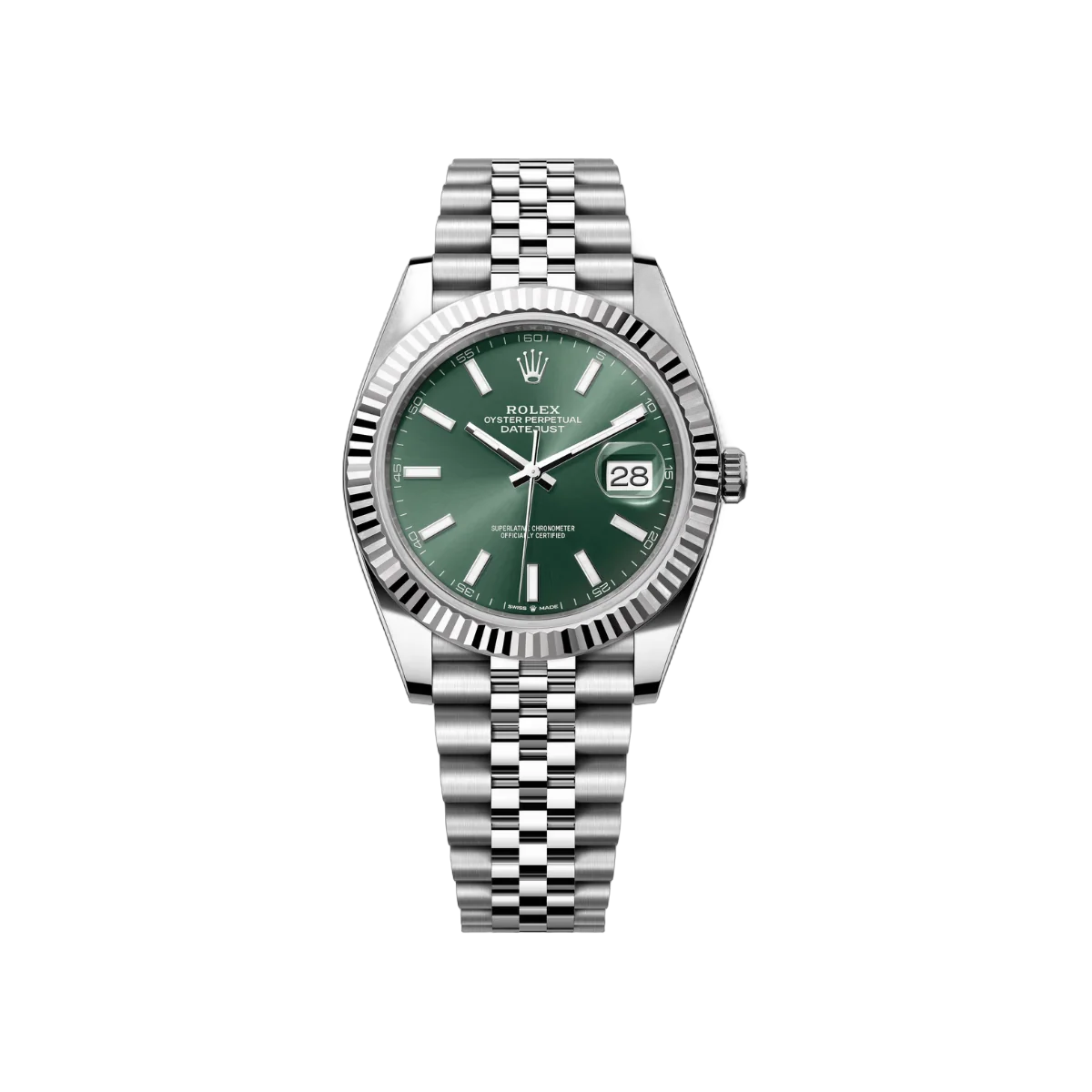 Rolex Datejust 41 Oyster Perpetual 126334-0028 White Gold 41mm Mint Green Dial Mens Watch