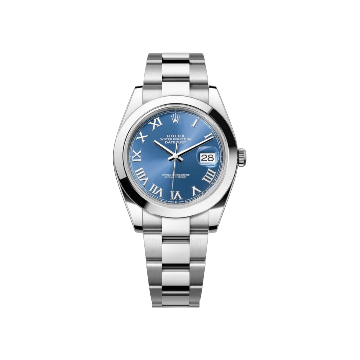 Rolex Datejust m126300-0017 Smooth Bezel Blue Roman Dial