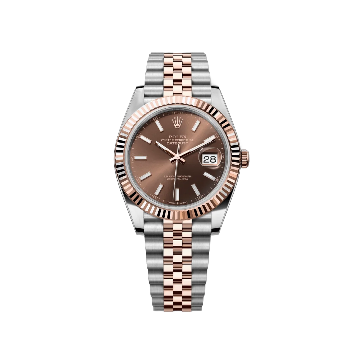 Rolex Datejust m126331-0002 Oyster Perpetual 18K Everose Gold 41Mm Chocolate Index Dial Men's Watch