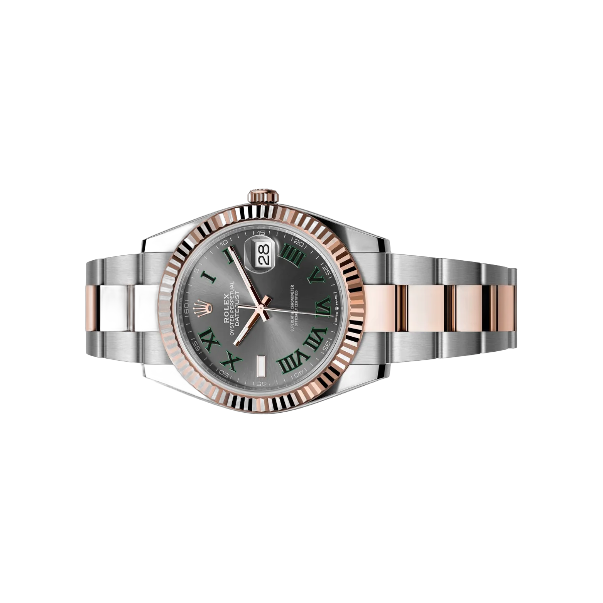 Rolex Datejust m126331-0015 Oyster Perpetual Wimbledon Everose Gold Green Roman Numerals 41mm Slate Grey Dial Mens Watch – additional product photo 2
