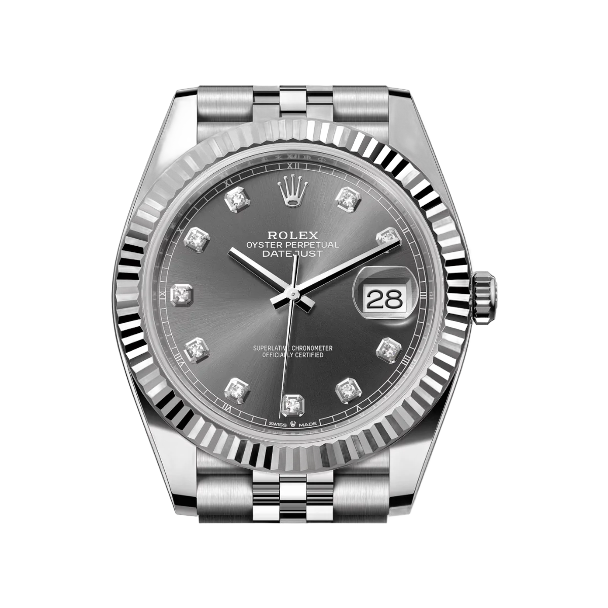 Rolex Datejust m126334-0006 White Gold Oystersteel 41mm Grey Diamond Dial Men's Watch – additional product photo 3