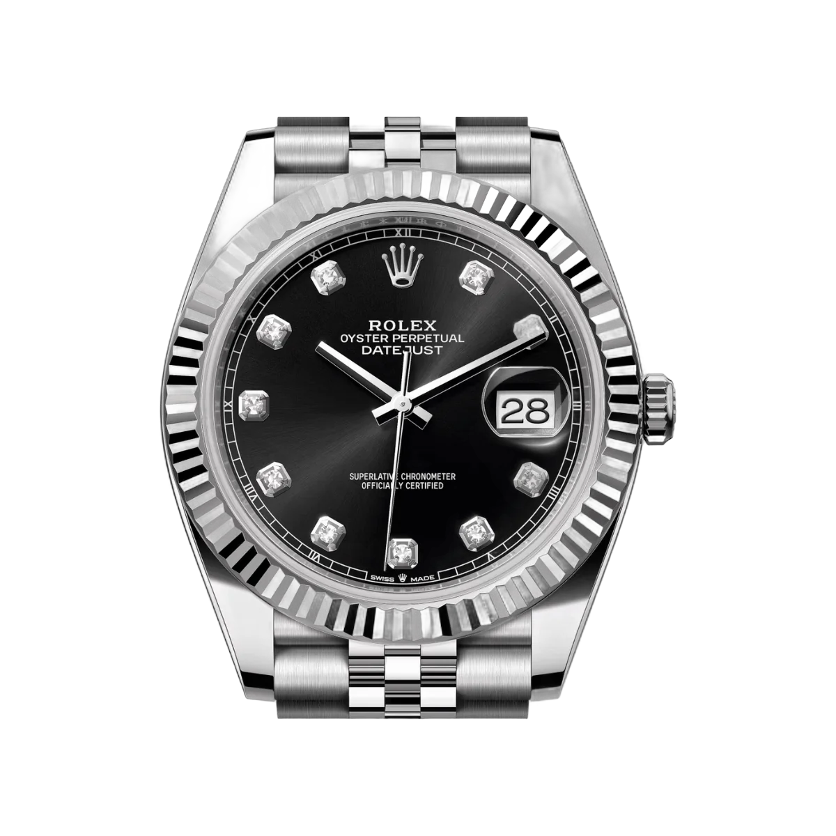 Rolex Datejust m126334-0012 White Gold Oystersteel 41mm Black Diamond Dial Men's Watch – additional product photo 3