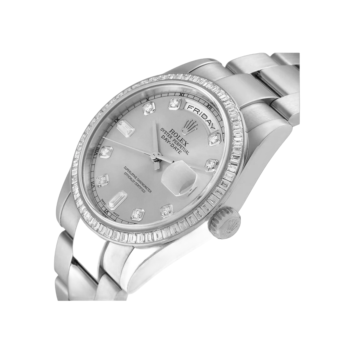 Rolex Day-Date 118399 White Gold 36mm Silver Diamond Dial Ladies Watch – additional product photo 4