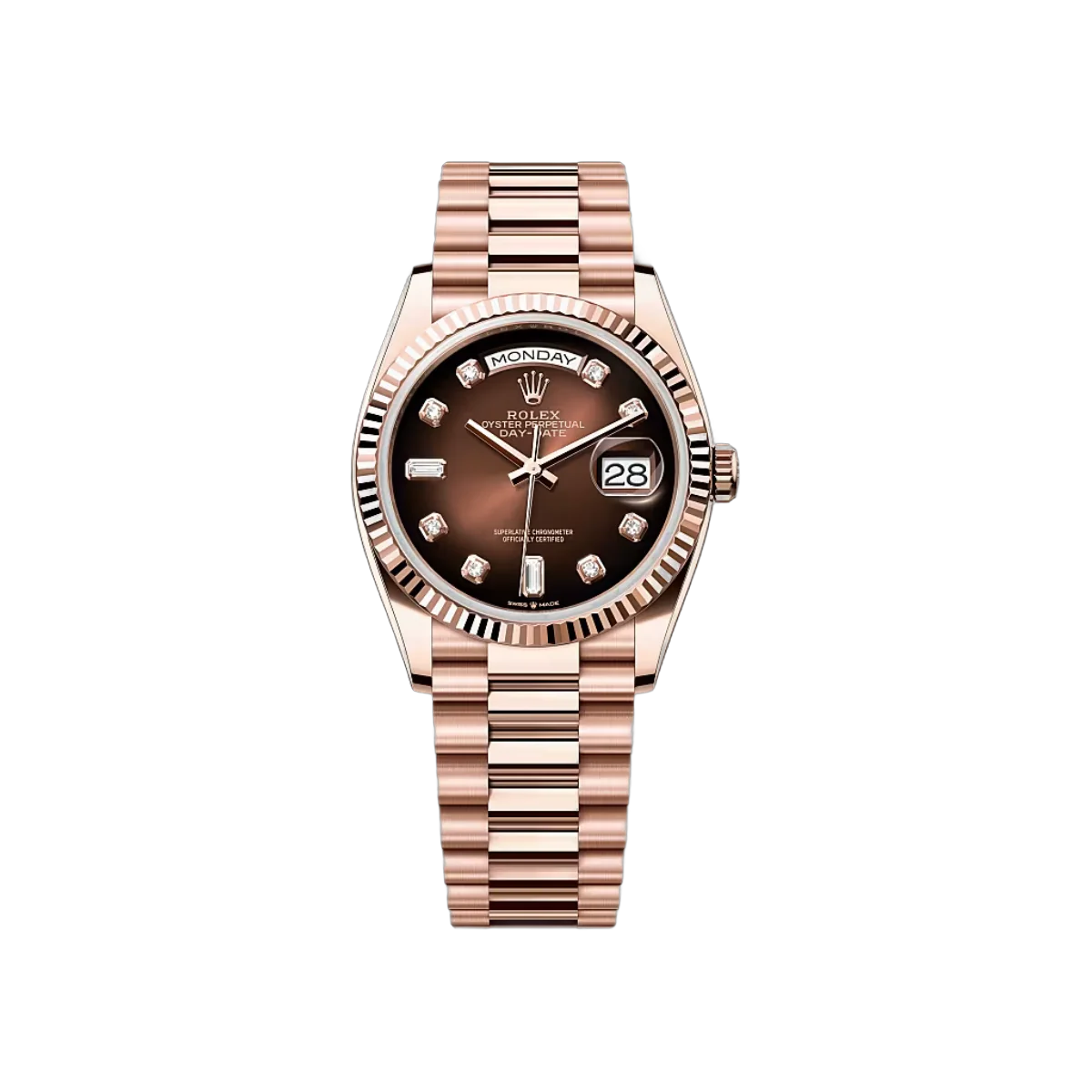 Rolex Day-Date 128235-0037 Brown Ombre Everose Gold 36mm Women's Watch