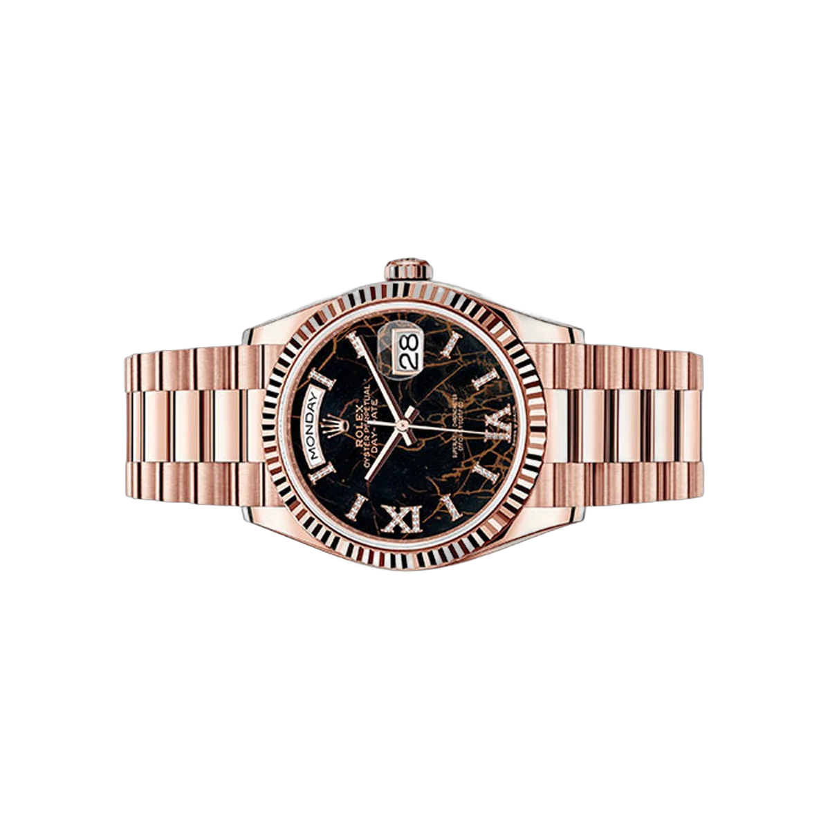 Rolex Day-Date 128235 EDR69P Rose Gold 36mm Brown Eisenkiesel Diamond Dial Ladies Watch – additional product photo 2