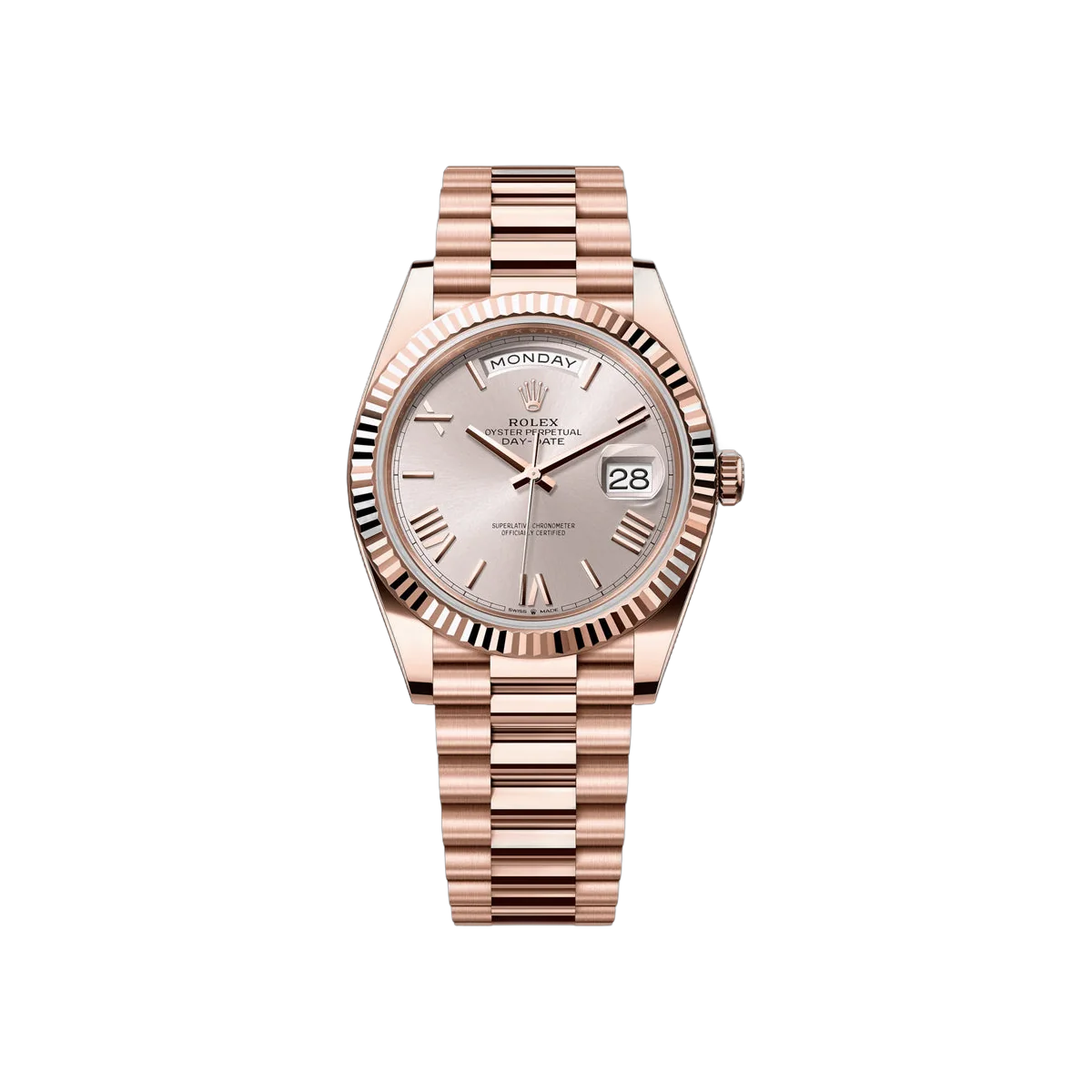 Rolex Day-Date 228235-0001 Everose Gold 40mm Sundust Roman Dial Men's Watch