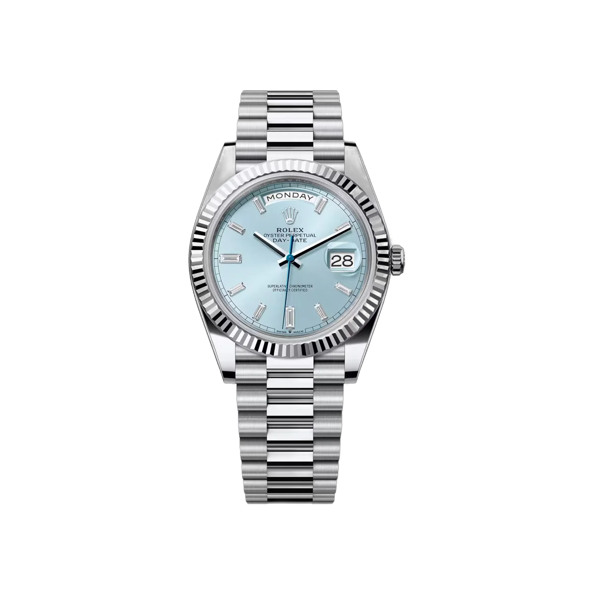 Rolex Day-Date 228236-0006 Platinum 40mm Ice Blue Diamond Dial Men's Watch