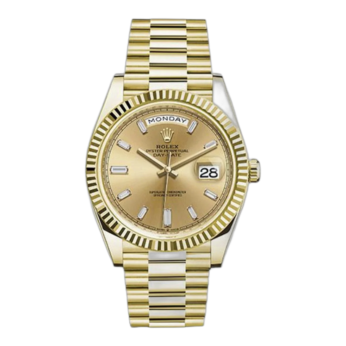 Rolex Day Date 228238 Chbdp Champagne Baguette Dial 40Mm 18Kt Yellow Gold Men's Watch