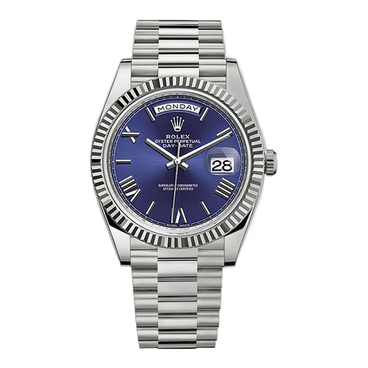 Rolex Day Date 228239 Blrp Blue Deconstructed Roman 40Mm 18Kt White Gold Men's Watch
