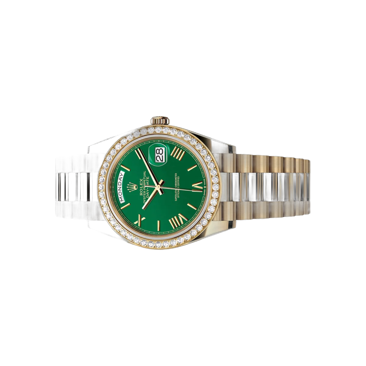 Rolex Day-Date 228348RBR-0040 Yellow Gold Diamond Bezel 40mm Green Dial Men's Watch – additional product photo 2