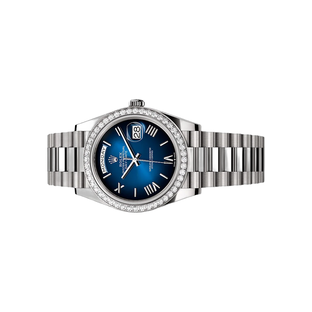 Rolex Day-Date 40 228349RBR-0045 White Gold Diamond-set Bezel President Bracelet 40mm Blue Ombré Dial Unisex Watch – additional product photo 2