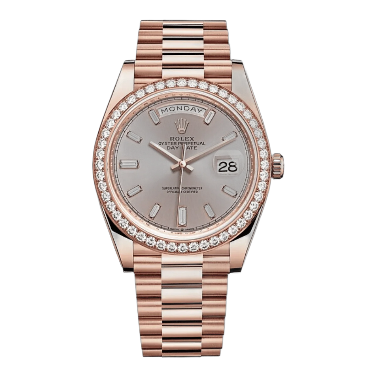 Rolex Day-Date M228345Rbr-0007 Oyster Everose Gold And Diamonds