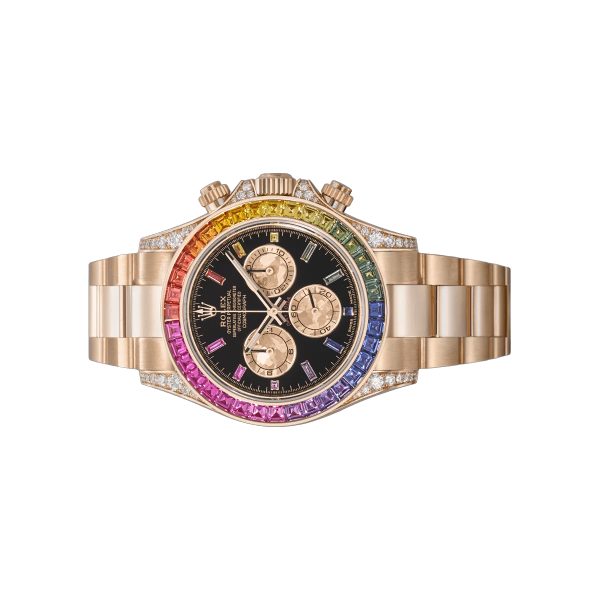Rolex Daytona 116598RBOW Rainbow Yellow Gold Sapphire Bezel Black Dial – additional product photo 3