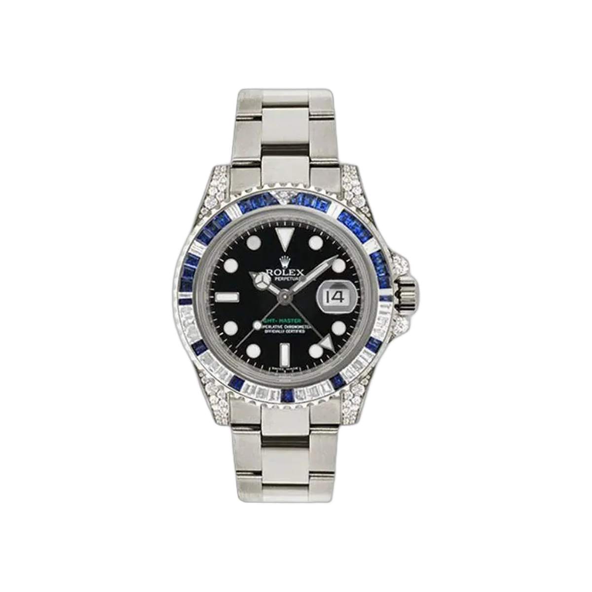 Rolex Gmt Master II 116759SA Black Dial White Gold With Sapphires And Diamonds Bezel 40Mm 18K White Gold Men's Watch