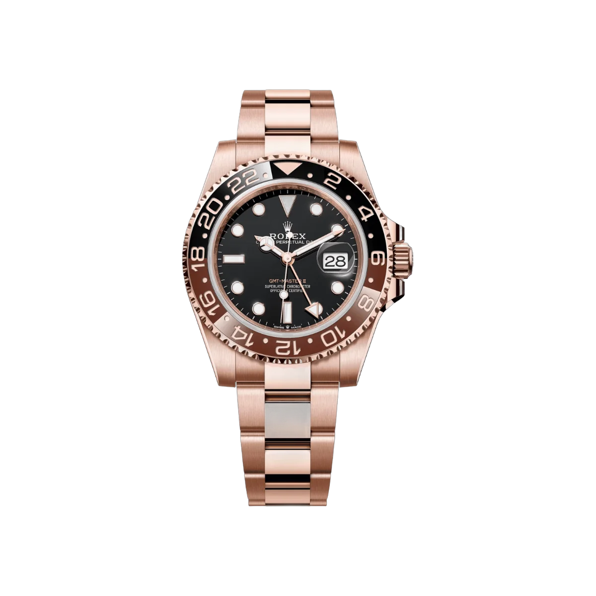 Rolex Gmt Master II Root Beer 126715CHNR-0001 Full Rose Gold 40mm Men's Watch