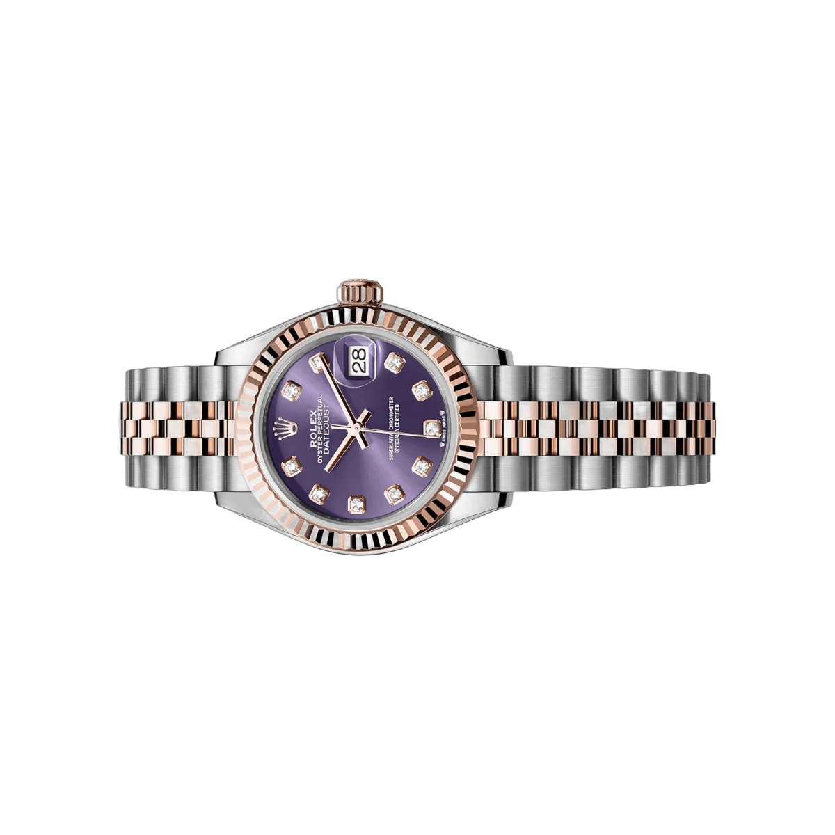 Rolex Lady Datejust 279171-0015 Steel with Rose Gold 28mm Aubergine Diamond Purple Dial Womens Watch – additional product photo 2