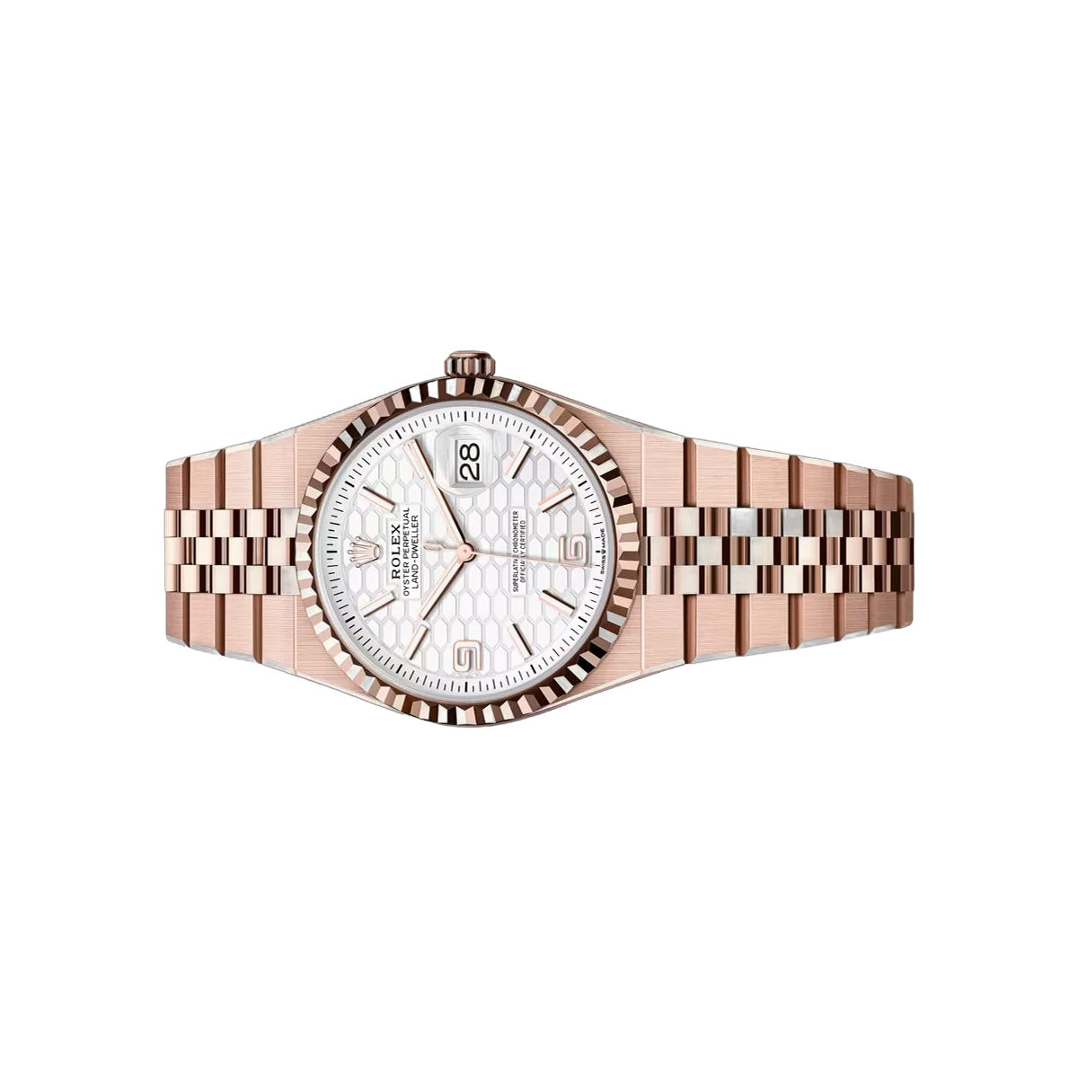 Rolex Land-Dweller 127235-0001 Everose Gold 36mm White Honeycomb-motif Dial Ladies Watch – additional product photo 2