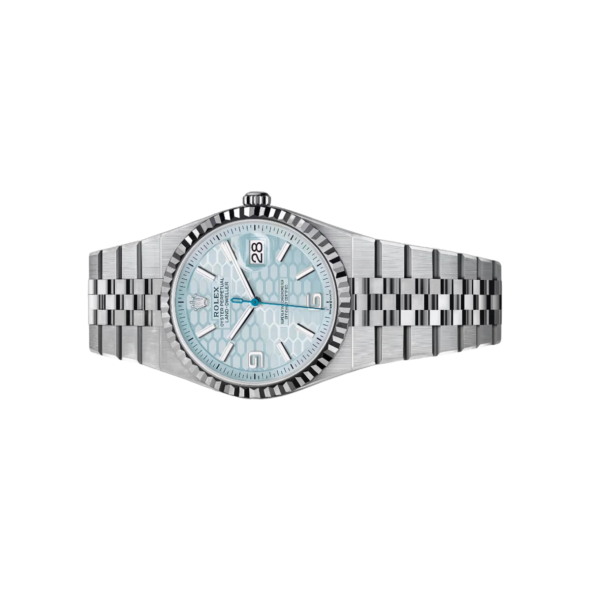 Rolex Land-Dweller 127236-0001 Platinum 36mm Ice-Blue Honeycomb Motif Dial Ladies Watch – additional product photo 2