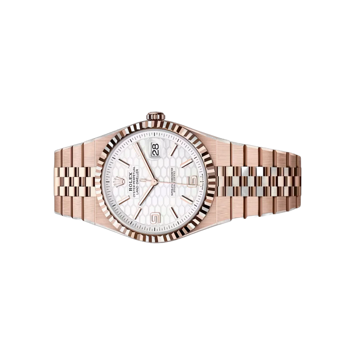 Rolex Land-Dweller 127335-0001 Everose Gold 40mm White Honeycomb-motif Dial Men's Watch – additional product photo 2