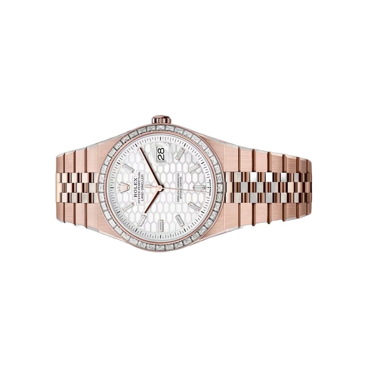 Rolex Land-Dweller 127385TBR-0003 Everose Gold 40mm White Honeycomb-motif Dial Men's Watch – additional product photo 2