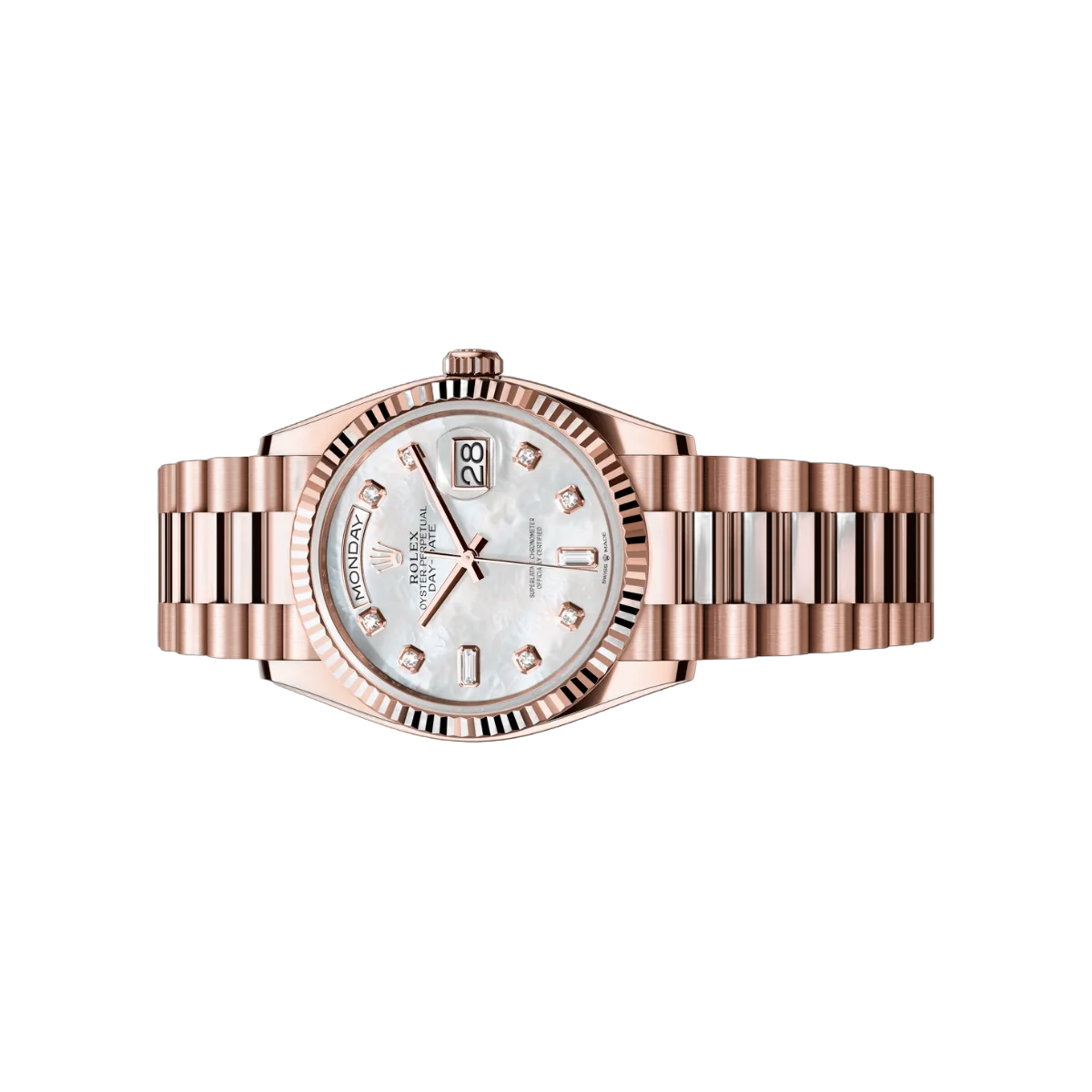 Rolex Oyster Perpetual Day Date M128235-0029 18ct Everose Gold Diamond Set MOP Dial – additional product photo 2