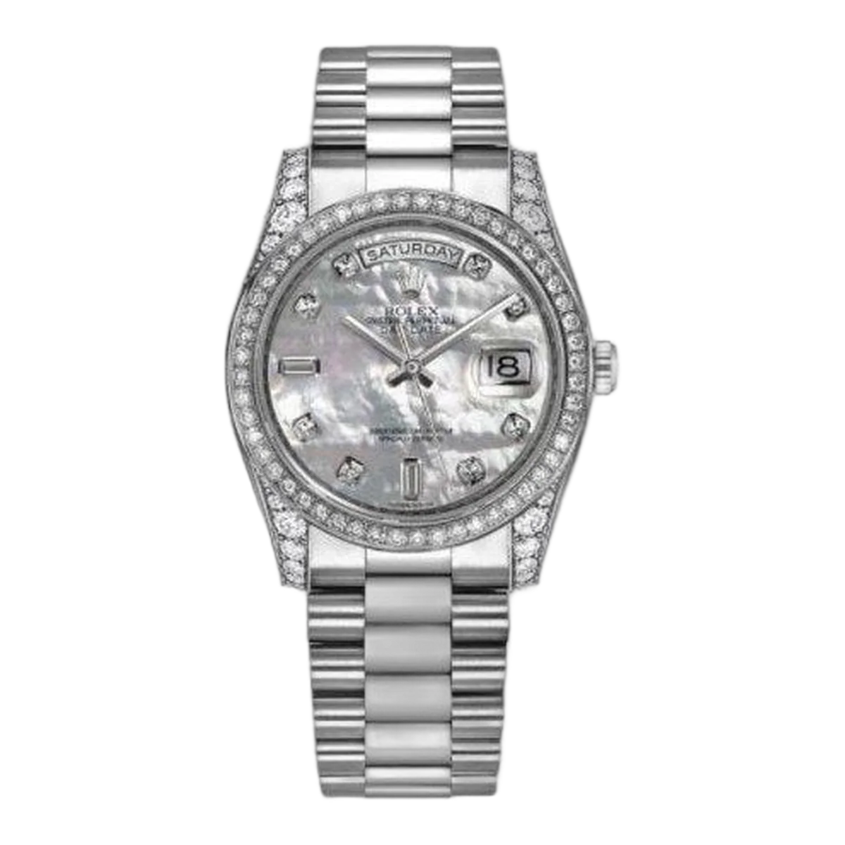 Rolex Oysterp Perpetual Day Date 18Kt White Gold 36Mm Ladies Watch