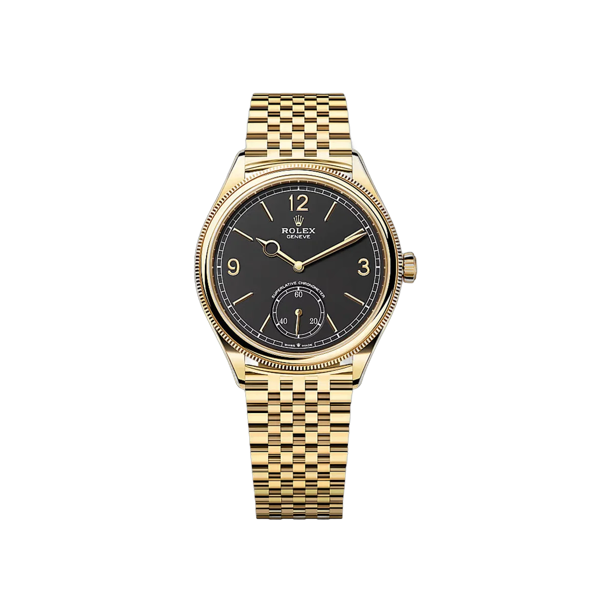 Rolex Perpetual 1908 - 52508-0007 Yellow Gold Settimo Bracelet Black Dial 39mm Unisex Watch