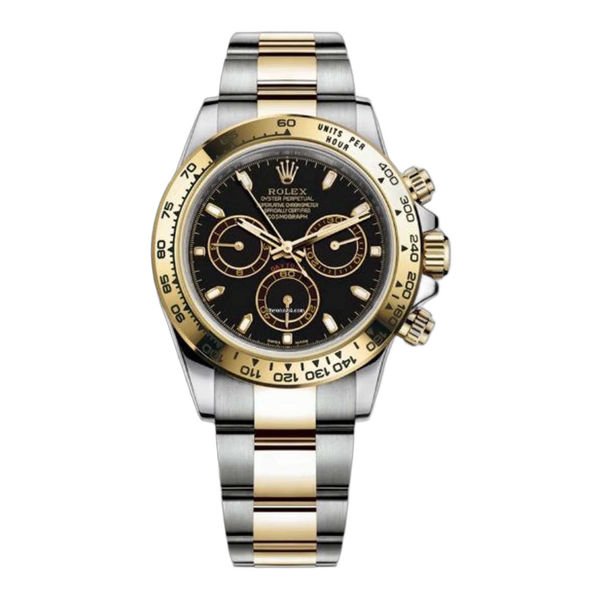 Rolex Professional Cosmograph Daytona Black Dial Stainless Steel And 18K Yellow Gold Oyster Bracelet Automatic Men's Watch
