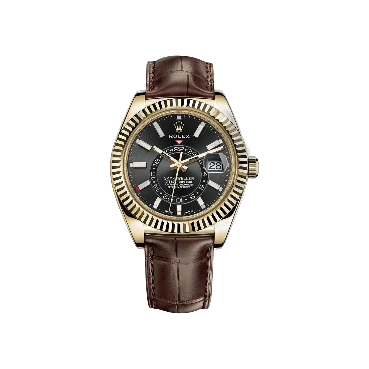 Rolex Sky-Dweller 326138 Yellow Gold 42mm Black Dial Men's Watch