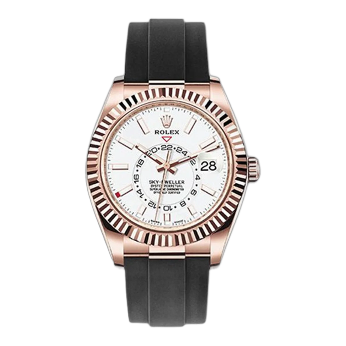 Rolex Sky Dweller 326235 Wi Oysterflex Oyster Perpetual White Dial 42Mm Men's Watch