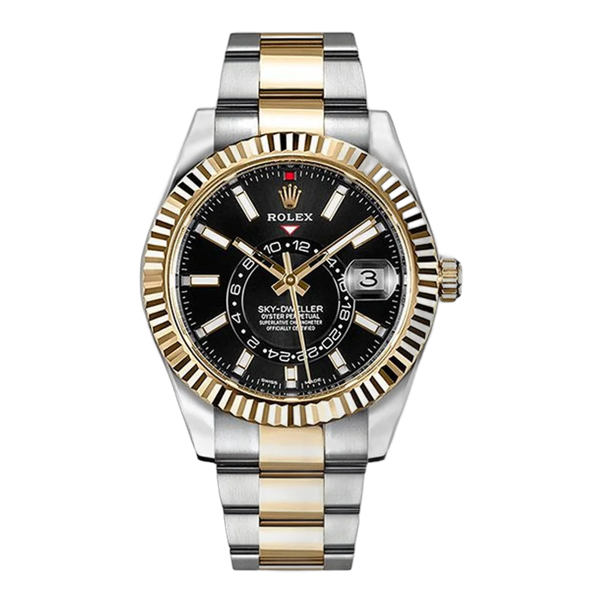 Rolex Sky Dweller 326933 Bk Black Index Dial 42Mm18Kt Yellow Gold And Steel Men's Watch
