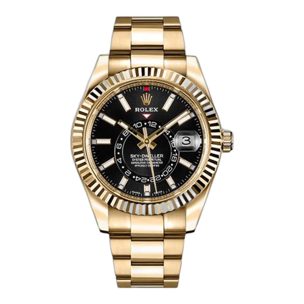 Rolex Sky Dweller 326938 Bk Black Index 42Mm 18K Yellow Gold Men's Watch