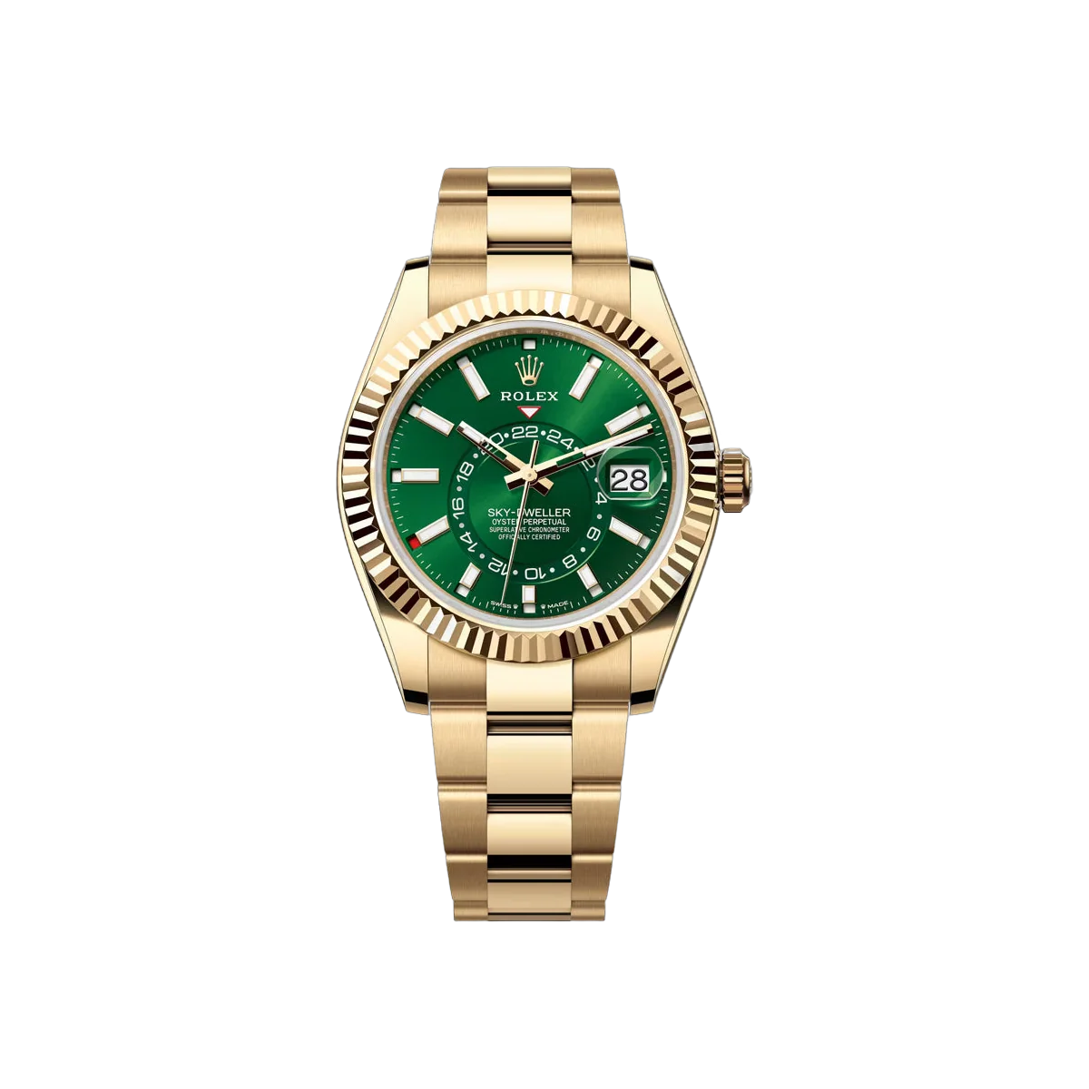 Rolex Sky-Dweller 336938-0007 Yellow Gold 42mm Green Dial Men's Watch