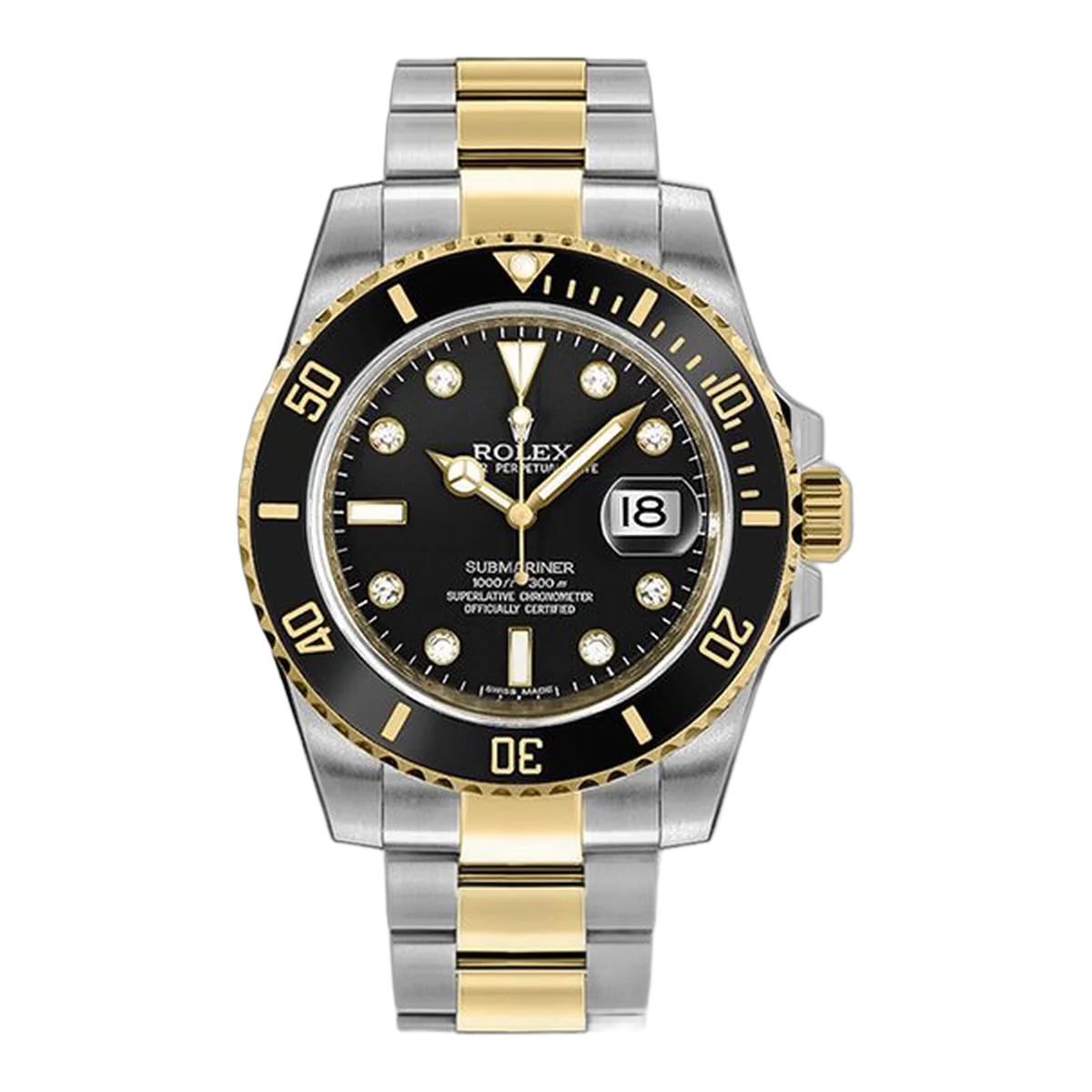 Rolex Submariner Date 116613 Black Diamond Dial 40Mm Stainless Steel And 18K Yellow Gold Men's Watch