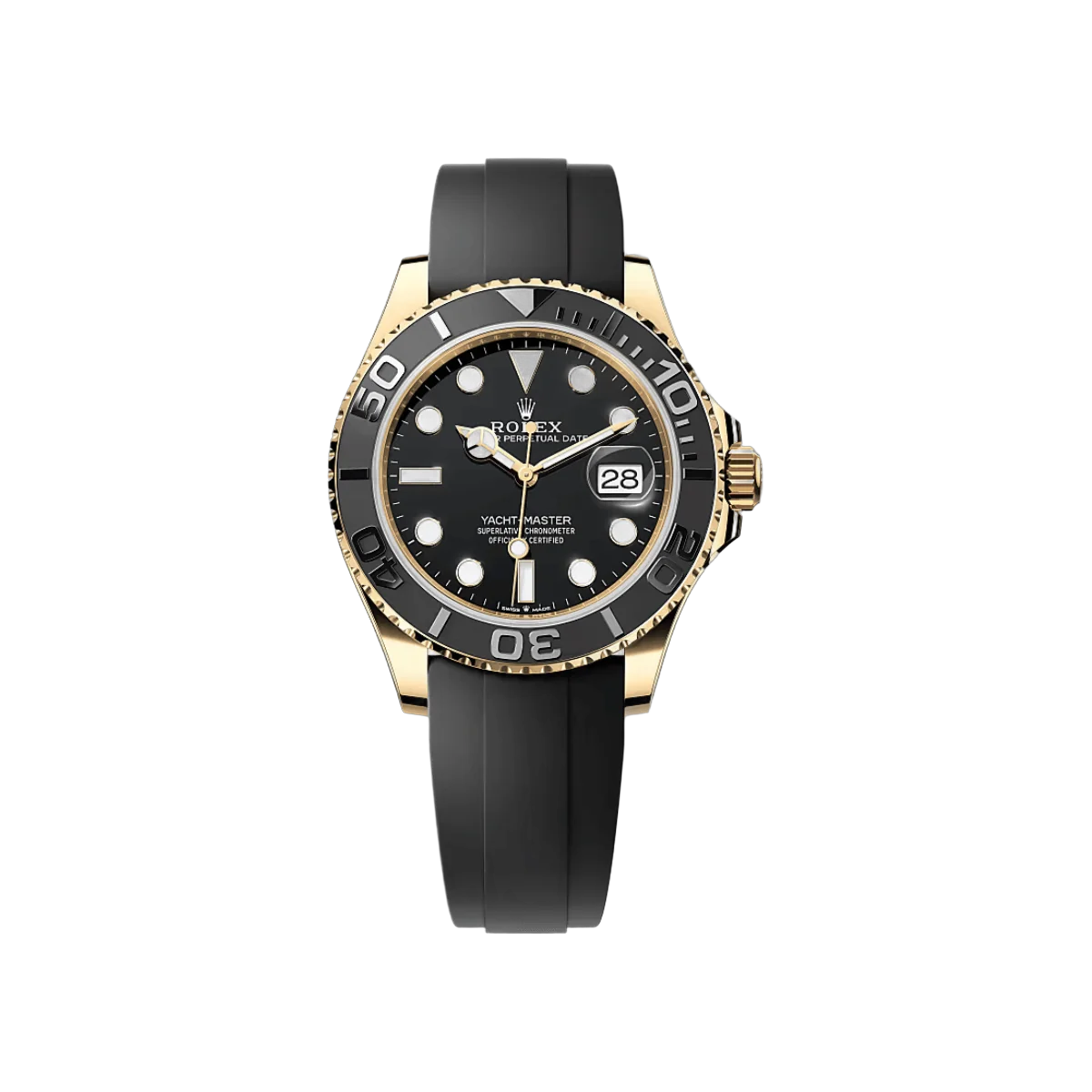 Rolex Yacht Master 226658-0001 Yellow Gold Black Straps 42mm Black Dial Men's Watch