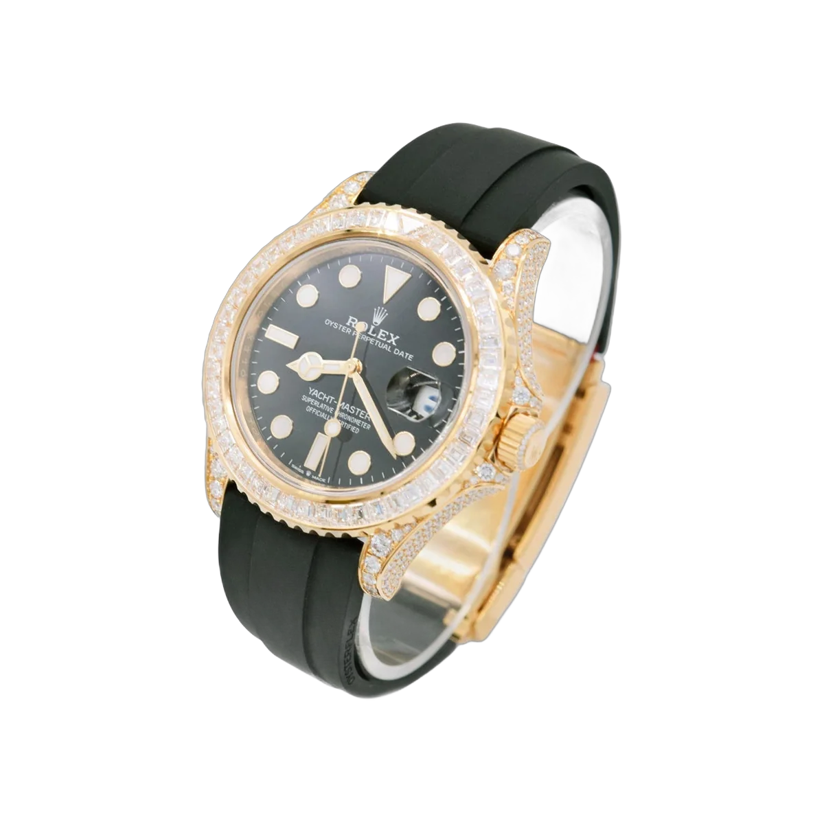 Rolex Yacht Master M226668TBR Yellow Gold Baguette Diamonds Bezel 42mm Black Dial Men's Watch – additional product photo 2
