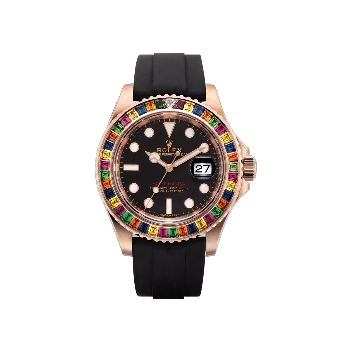 Rolex Yacht Master Tutti Frutti 116695SATS Rose Gold Case with Gem Set Bezel 40mm Men's Watch