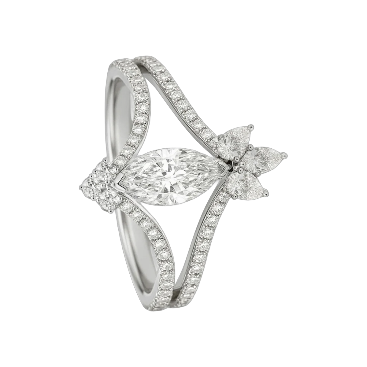 ROUND-MARQUISE-PEAR RING-F-G/VVS-VS 1.01 CTS- R37R,Total Wt -3.48gm – additional product photo 2