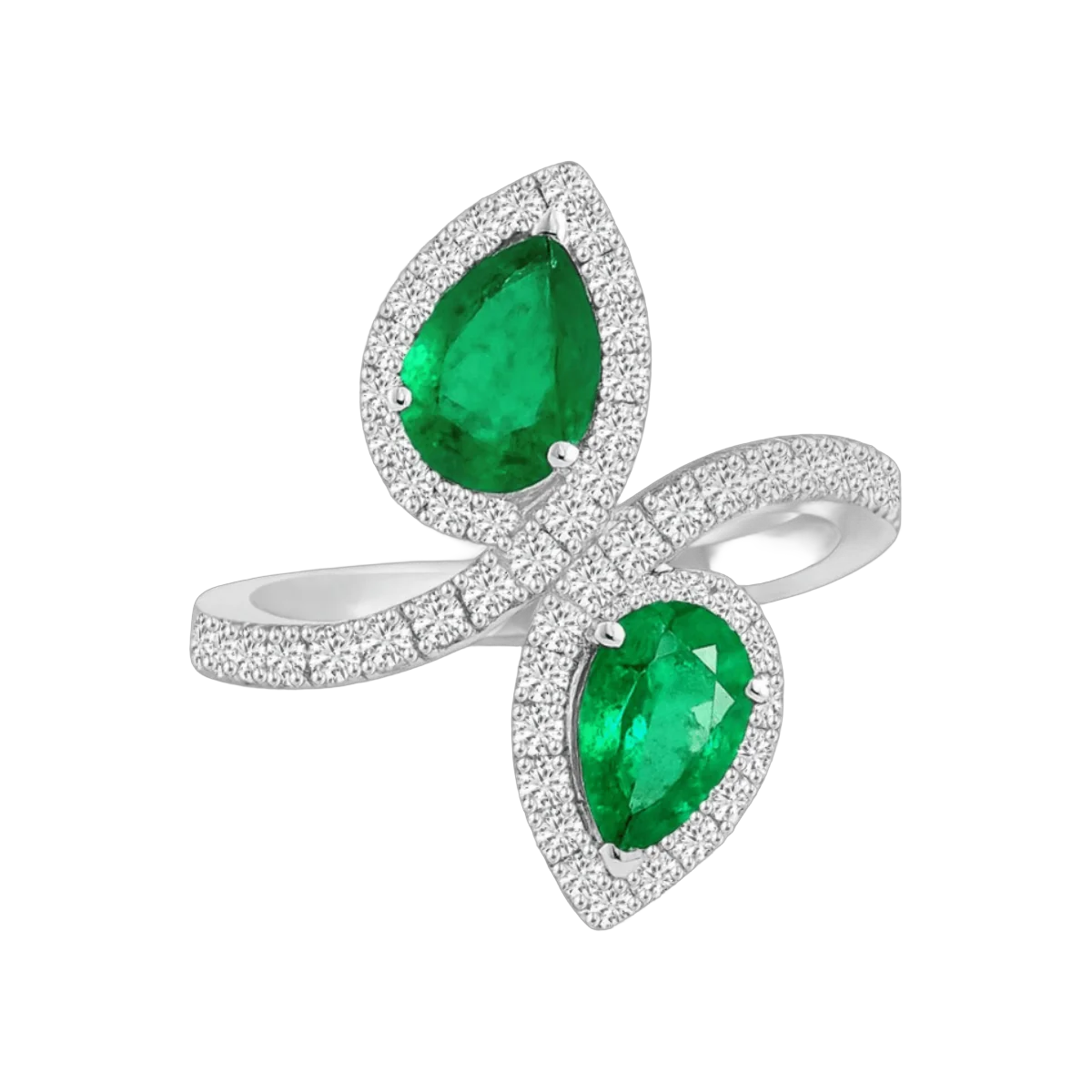 Round-Pear CS Ring - 2.10 CTS,HRD-E-F SI,1047R,Total Wt - 5.36gm