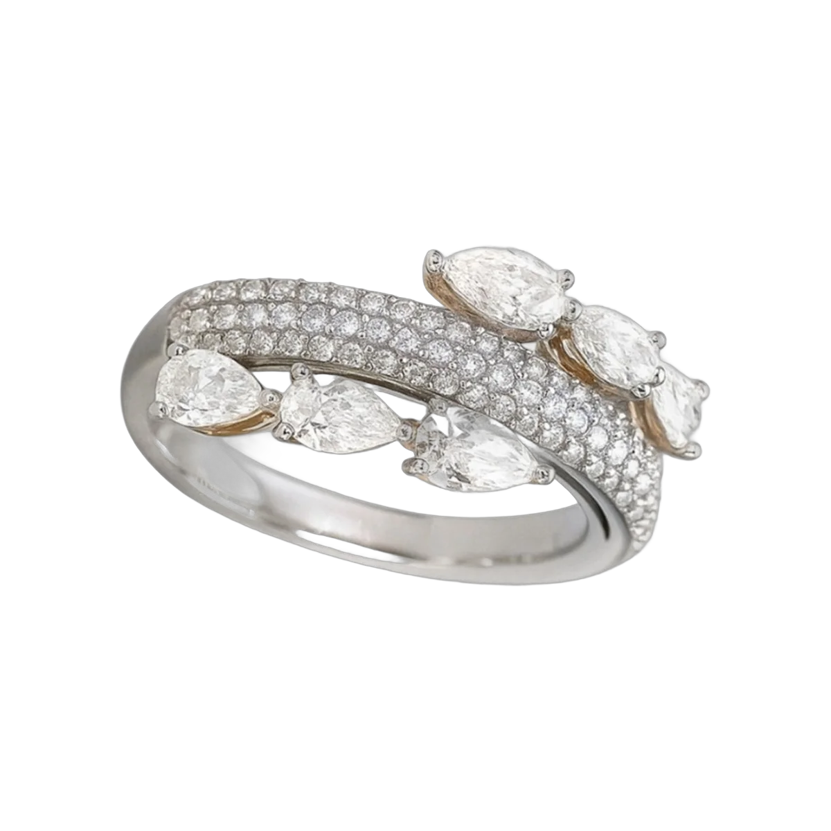 ROUND-PEAR RING-HRD-E-F/VVS-VS 1.64 CTS- A53R,Total Wt -5.76gm