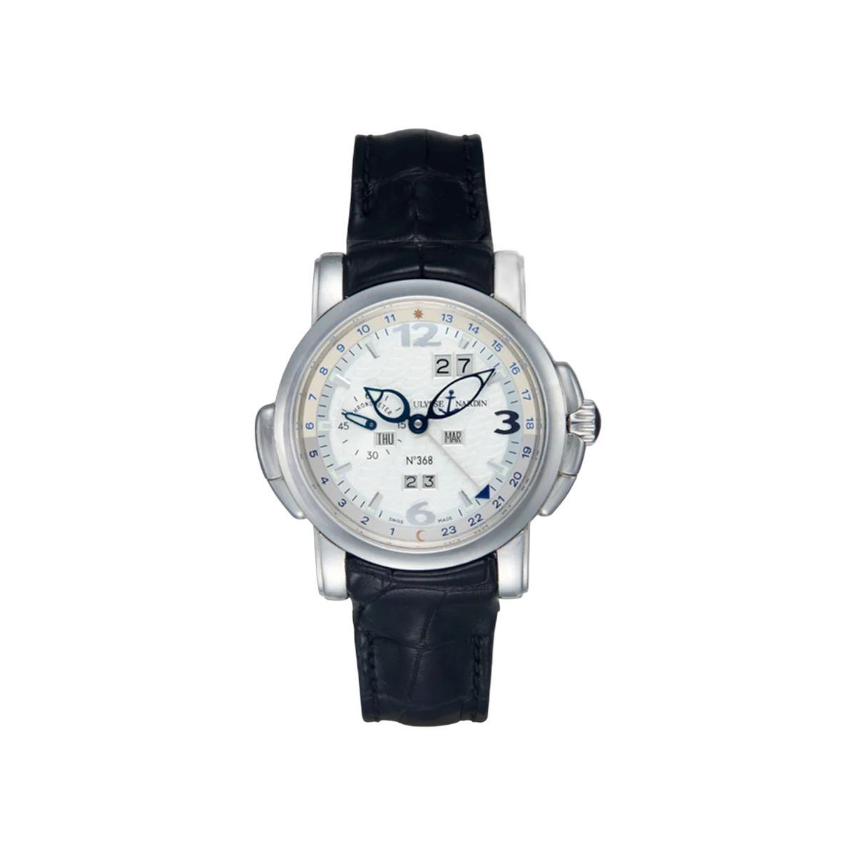Ulysse Nardin GMT 329-60 Perpetual Platinum 42mm White Wave Dial Men's Watch