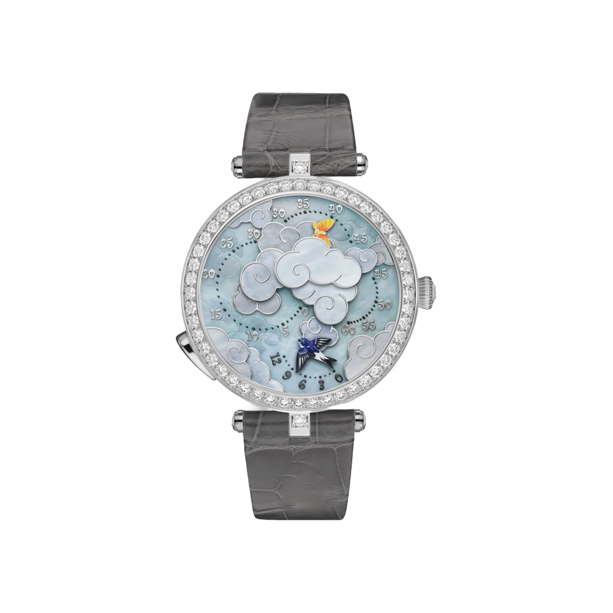 Van Cleef & Arpels Lady Arpels Ronde Des Papillons VCARO8OD00 White Gold Diamond Bezel 38mm MOP Dial Ladies Watch
