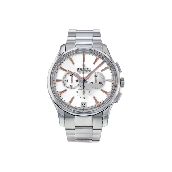 シロナ Zenith Captain 03.2110.400/01.M2110 Silver Dial Chronograph 42mm Stain
