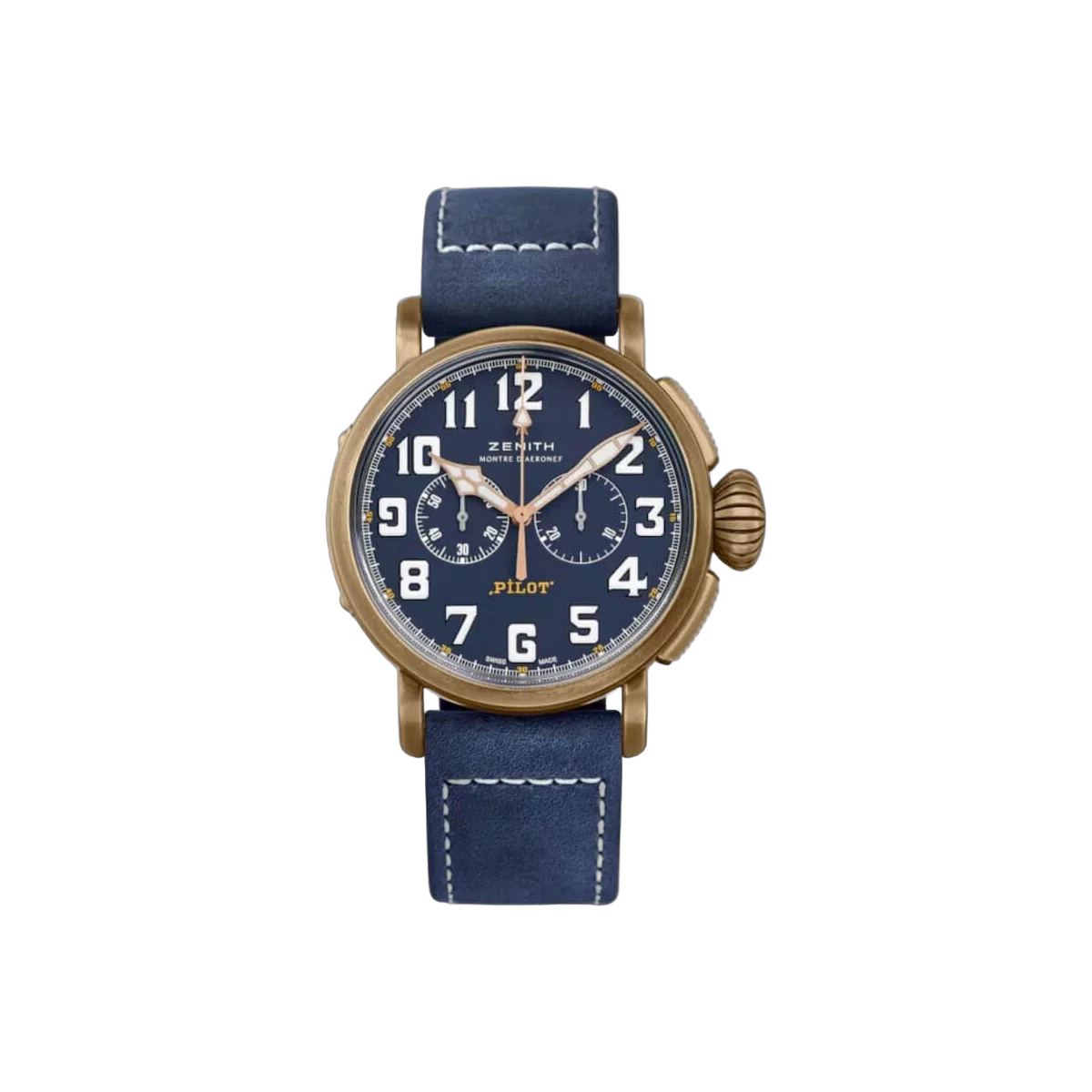 Zenith Pilot Type 20 29.2430.4069/57.C808 Chronograph Bronze Case Blue Dial Leather Strap Men's Watch